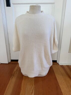 Cyrus Oversized Cream Dolman Short Sleeve Sweater Large